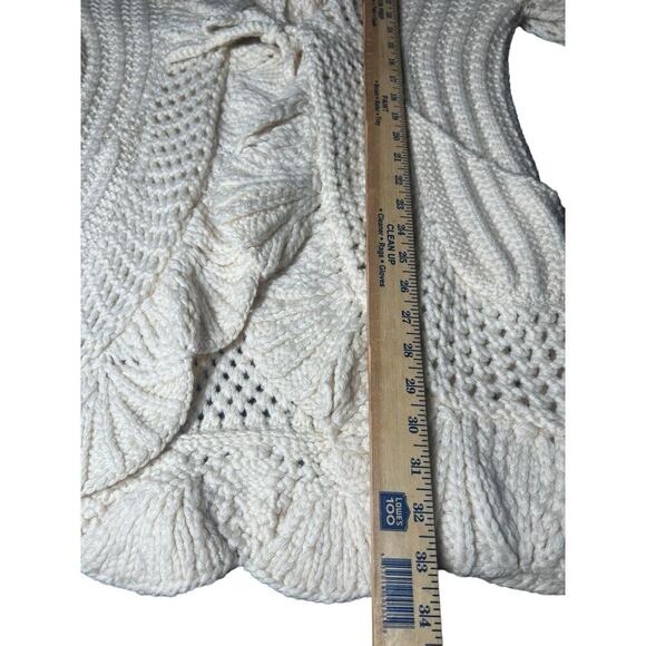 Anthropologie Hand Knit by Dolli Cream Cable Knit Cardigan – Merino Wool Cashmer - Picture 5 of 9